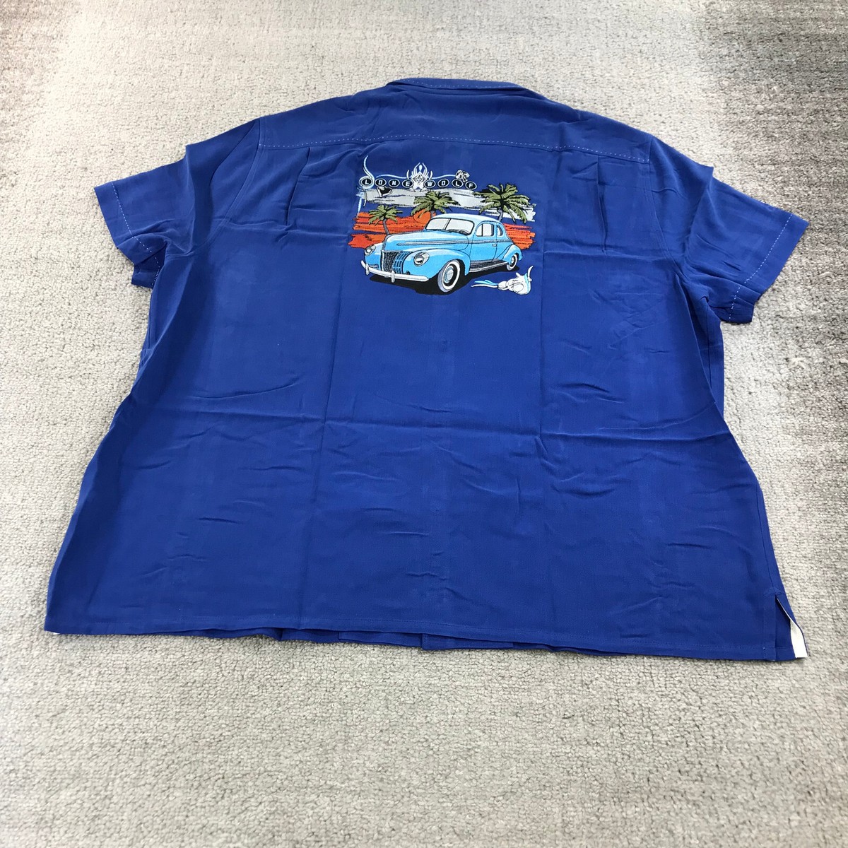Nat Nast Shirt Mens Large Button Up Silk Lone Wolf Embroidery Car