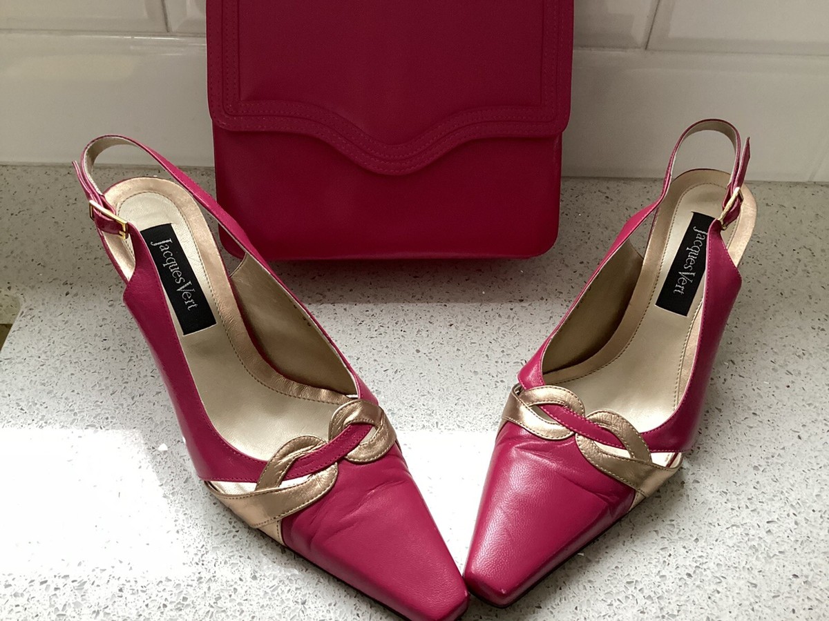 Jacques Vert Hot Bright Pink Bag Matches Hot Pink Dress +shoes