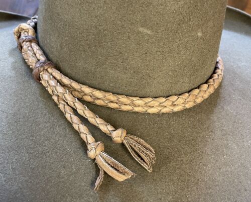 USA HANDMADE TAN BRAIDED BUFFALO LEATHER WESTERN HATBAND/STAMPEDE SET - Picture 2 of 8