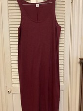 Gap Long Sleveless Burgundy, Jewel Neck  Dress,  Side Slits,  Size MP,  NWT