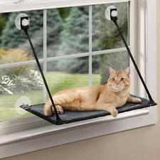 K&H Pet Products EZ Mount Window Kitty Sill Single Level Cat Bed, Gray 12 X 23