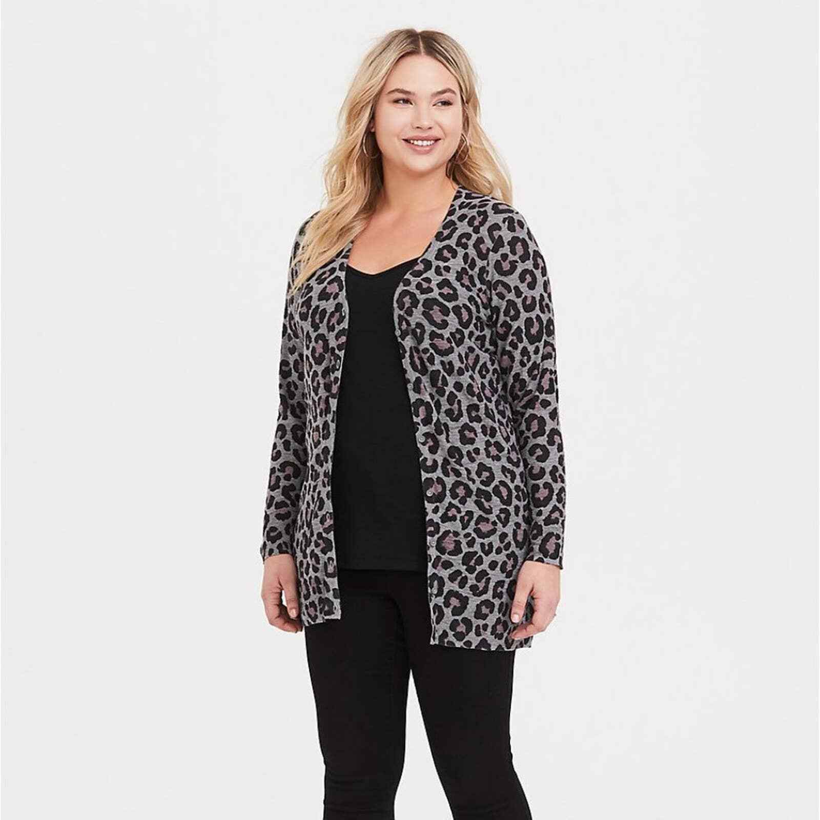 Torrid Grey Leopard Slub Boyfriend 