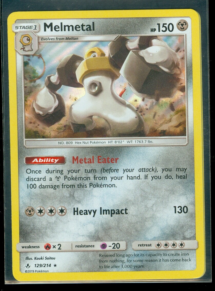 Pokemon MELMETAL 129/214 Unbroken Bonds RARE HOLO - MINT