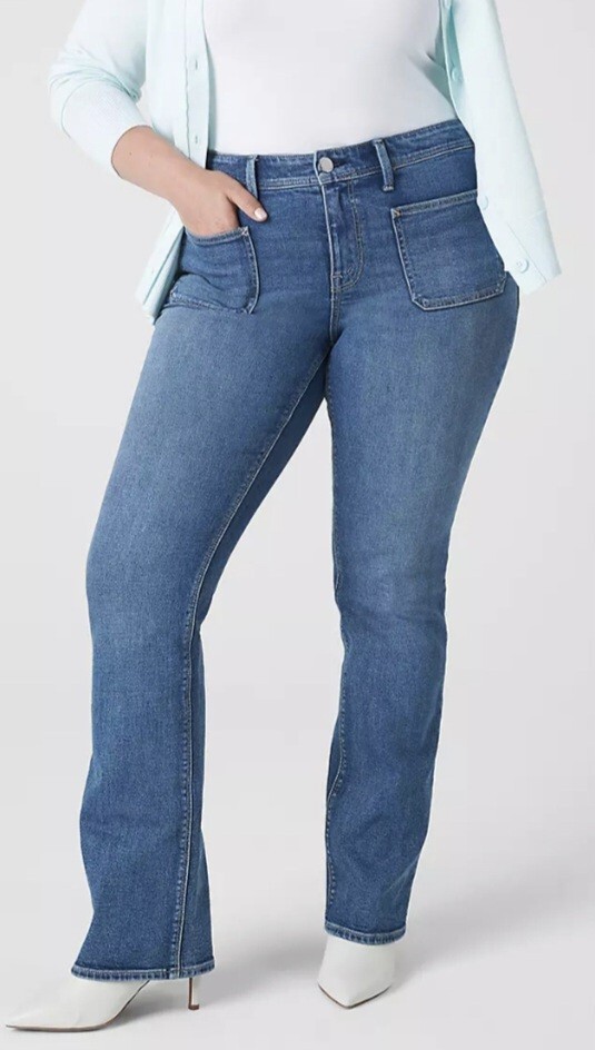 Seven 7 Bootcut Denim Jeans w/ Patch Pockets Size 28 Women's Plus