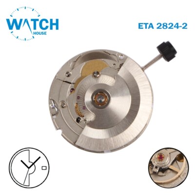ETA 2824-2 Automatic Swiss Movement, White Date Day Disks at 3.