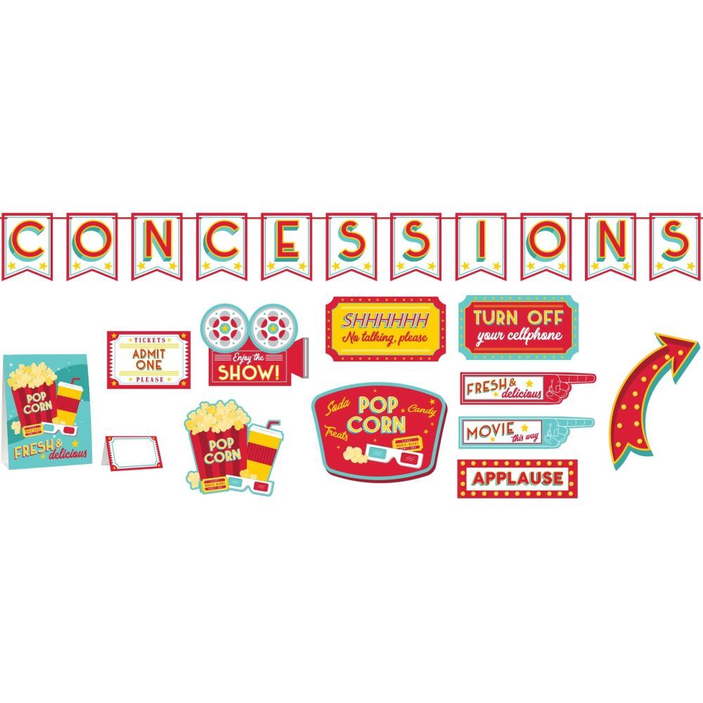 movie-night-decorating-kit-1-banner-12-10-cutouts-6-1-4-to-10-1-4-paper-ebay for Free Printable Movie Night Banner Movie Night Decorating Kit 1 Banner, 12' 10 Cutouts, 6 1/4