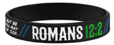 Romans 12:2 Bracelet Silicone Rubber Stretch Wristband Christian Religious