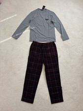 EMPORIO ARMANI, MEN  S PYJAMA SLEEPWEAR SET, T-SHIRT  PANT, Red/Gray, L, NWT