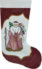 ROSALIE PETERS Hand-Painted CHRISTMAS STOCKING Santa Needlepoint Canvas CS34