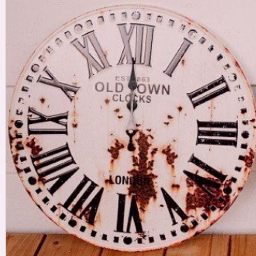 OLD TOWN Metal Round Farmhouse Wall Clock Raised Roman Numerals 15 . 5