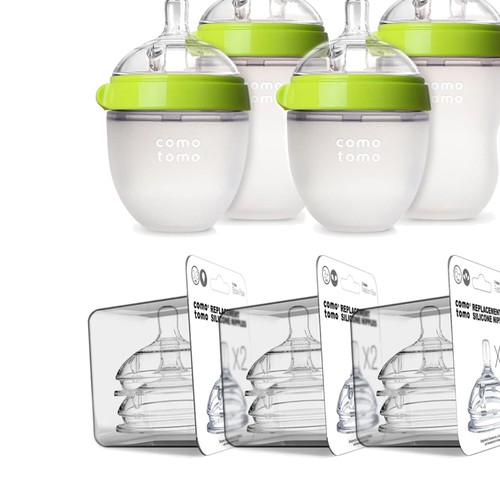 Microwave Safe 7-Piece Baby Bottle Set - Green Anti-Colic & Easy Clean - 第 1/8 張圖片