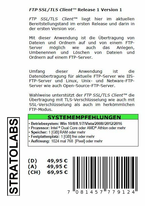 STRATOLABS FTP SSL/TLS Client für Windows Betriebssysteme* als Software-Download - Bild 2 von 4