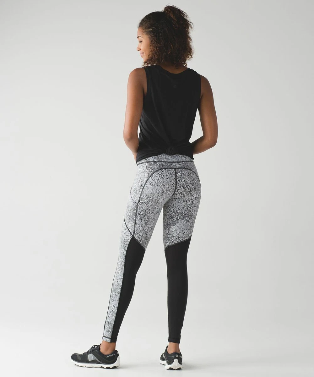 *NEW* LULULEMON SPEED TIGHT V POWER LUXTREME SPRAY JACQUARD BLACK/WHITE  SIZE 10