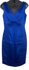 Calvin Klein Womens Blue Satin Sheath Dress Size 4 NEW Sleeveless V-neck Work