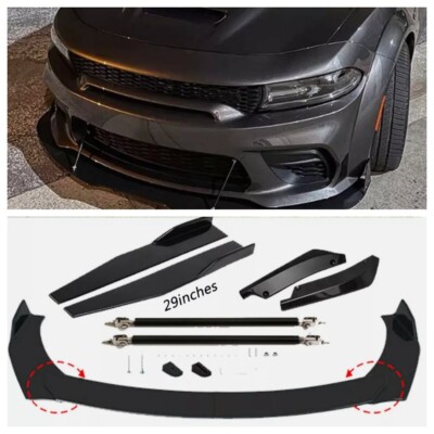 Black Front Bumper Spoiler+Side Skirt+Rear Lip Body Kits For Dodge Charger US