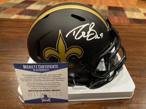 Drew Brees Autographed New Orleans Saints Eclipse Mini Helmet Beckett & GTSM - Picture 2 of 11