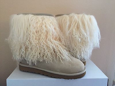 BOTTES DE SABLE COURTES MONGOLES CLASSIQUES EN PEAU DE MOUTON US 6 / EU haute qualité 37 / UK 4,5 NEUVES DANS LEUR BOÎTE