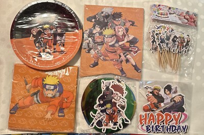 Anime Birthday Party Decor Supplies Banner Cake Topper
