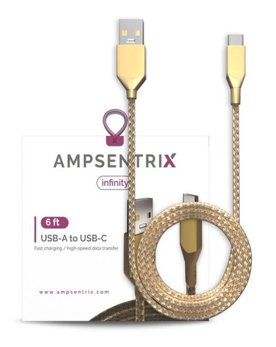 Ampsentrix 100 Watt-6 ft High Speed Charging USB Type C To USB Type A Cable 5V - Picture 2 of 16