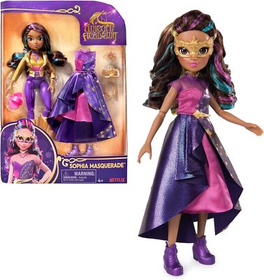 Unicorn Academy Deluxe Sophia Maskenball Puppe mit 9 Puppenzubehörteilen