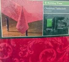 Red Christmas 60  x 84  Oblong Tablecloth 52 Cotton 48 Polyester Embroidery