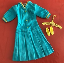 Vintage 1969 Mattel Barbie #1872 SEA WORTHY Turquoise Sailor Dress w/ Gold Trim