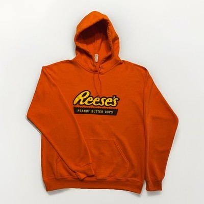 Hershey s Reeses Peanut Butter Cup Jerzees Sweatshirt Mens L Patch Logo Hoodie