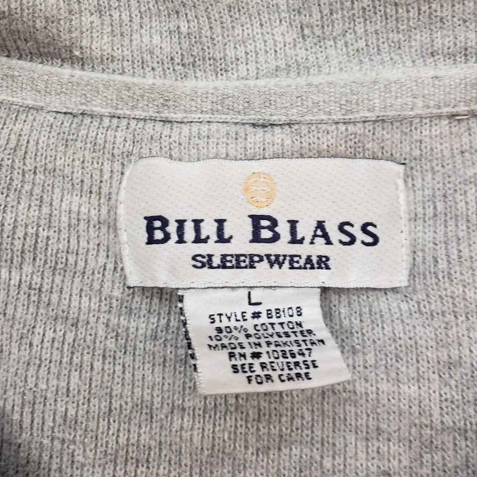 Camisa DE COLECCIÓN Bill Blass Ropa de Dormir Para Hombre Grande Gris Henley Manga Larga Adulto Foto 4 de 4