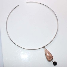 Collar Choker Rhodochrosite Flower 925 Silver Plated Necklace FreeSize Trendy g7