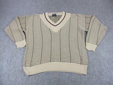 Gant Sweater Mens Large Beige V Neck Cable Knit Textured Pullover Preppy