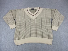 Gant Sweater Mens Large Beige V Neck Cable Knit Textured Pullover Preppy