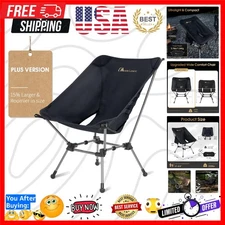 Compact Folding Chair for Outdoors: Lightweight, Roomy & 330 lbs Support, Black