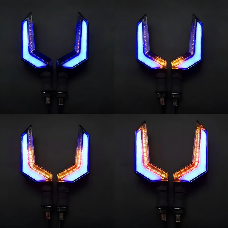 2x intermitentes LED ámbar + azul para motocicleta para Honda Suzuki Foto 3 de 4