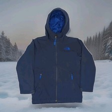 NORTH FACE Boys Apex Elevation Windwall Hooded Jacket Size Large 7-8 Navy Blue