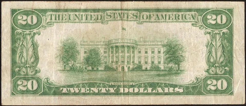 1929 $20 DOLLAR BILL BROWN SEAL BANK NOTE OLD PAPER MONEY NATIONAL CURRENCY - Image 2 of 2