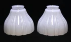 2 MATCHING VINTAGE 5 3/4 IN MILK GLASS RIBBED PENDANT LAMP SHADE 2 1/4 FITTER