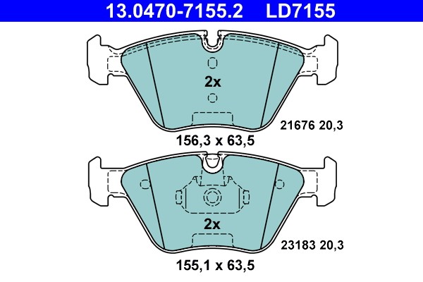 Front ATE 13.0470-7155.2 Brake Pad Set, disc brake for BMW,MG
