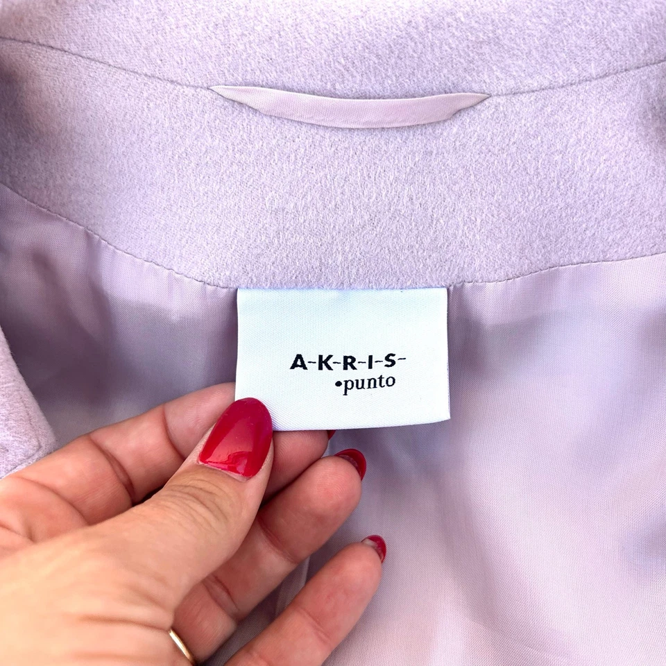Akris Punto Italian Luxury Angora Wool Full Zip Blazer Jacket Pink Lavender 10  - Image 3 of 4