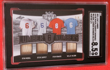 Stan Musial GAME USED Bat CARD #1/4 SGC 8.5 NM- MINT+ STEVE GARVEY Wilson LEAF