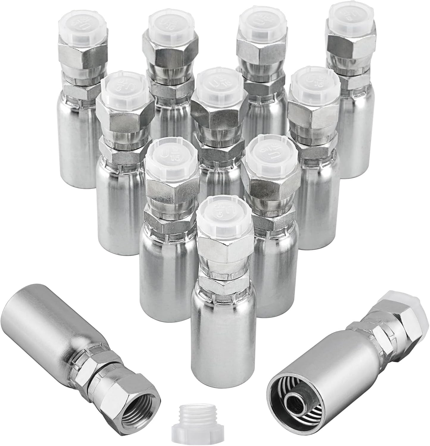 12pcs 3/8" Hose x 3/8" JIC 37° Female Hydraulic Hose End Swivel Crimp Fittings