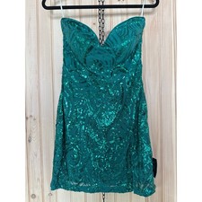 NWT Lulus Glamorous Intrigue Teal Sequin Strapless Mini Dress Party Night Out M