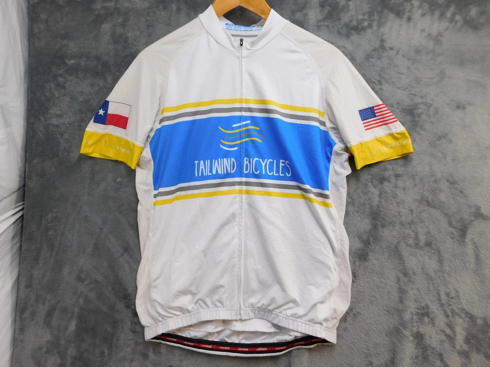 JAKROO Shirt Mens L White Short Sleeve Jersey Cycling Mock Neck Zip Breathable