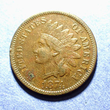 1874 Indian Cent  Ch. VF