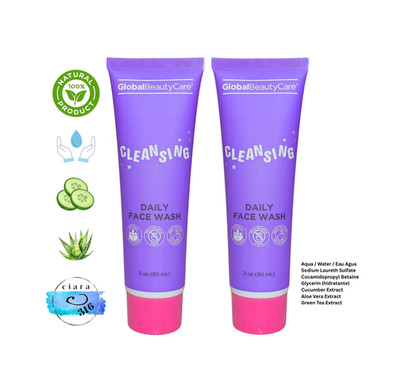 2 ~ Global Beauty Care Green Tea Cucumber Aloe CLEANSING DAILY FACE WASH 3 oz Ea