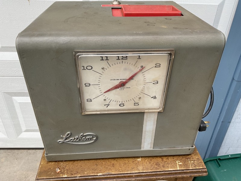 Vintage Lathem Time Clock Recorder Parts Or Repair no key