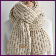 Winter Scarf Women Mens Thick Cable Knit Wrap Chunky Long Warm Scarf for Travel