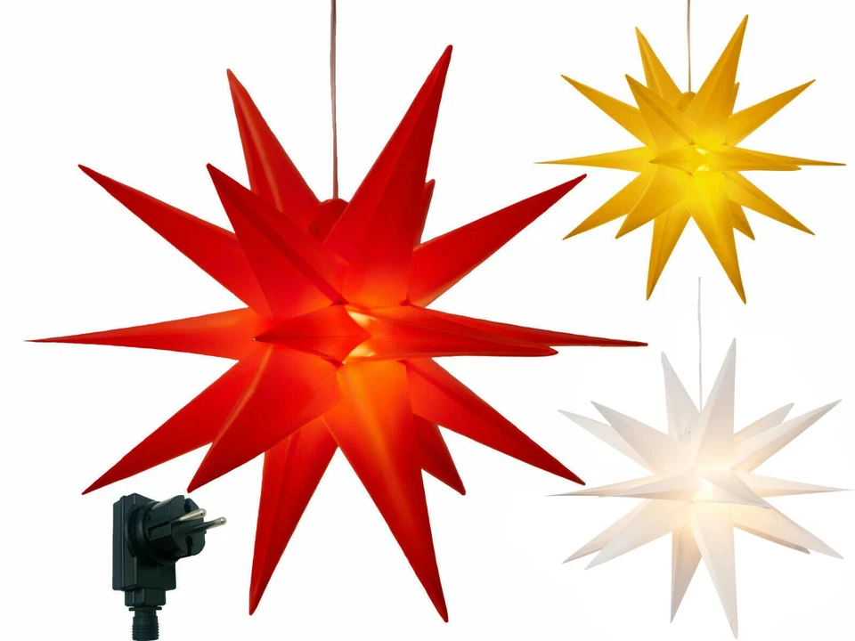 60cm 3D Leuchtstern Fenster Weihnachtsstern beleuchtet LED Stern zum Aufhängen - Bild 2 von 4