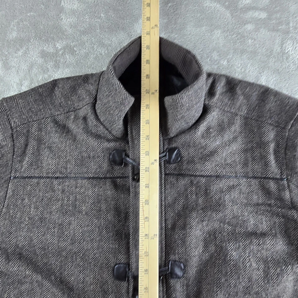 G By Guess Jacket Mens XL Brown Herringbone Wool Blend Full Zip Toggle Military - Image 4 of 4