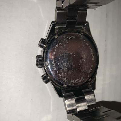 Fossil Men's Black Dial Gunmetal-Tone Stainless Steel Bracelet
