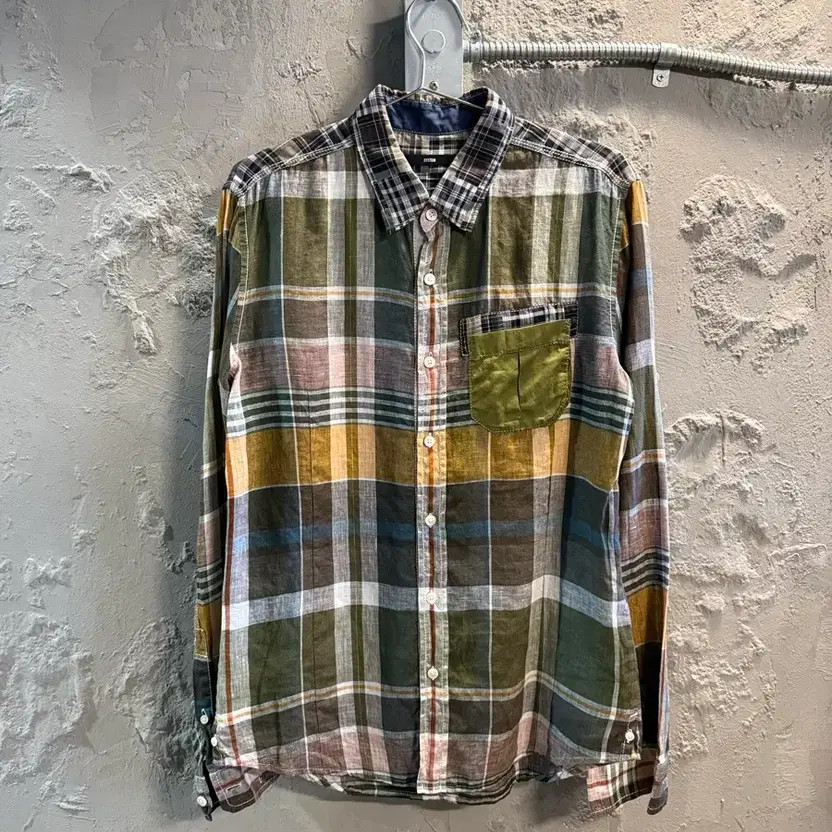 System Patchwork Linen Check Shirt Multi-Color 100 - image 2